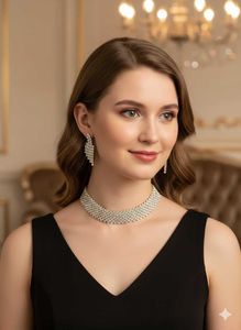 Sparkling Rhinestone Choker & Earring Set