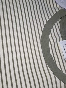 Olive Green &amp; White Striped Crop Top | Size S
