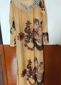 Elegant Beaded Neckline Ethnic Gown