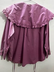 vintage  Pink Ruffle cape collar shirt