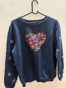 Floral Heart Embroidered Sweatshirt