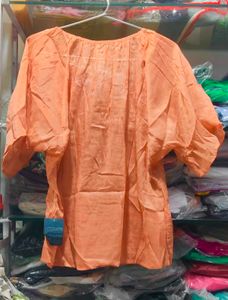 Flowy Orange Bell Sleeve Top