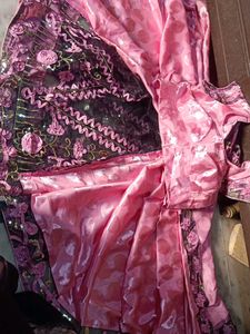 Pink &amp; Black Embellished Lehenga Choli