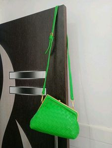 Green Woven Clutch Sling Bag