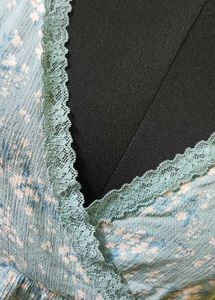 Powder Blue Floral Print V-Neck Top Tunic