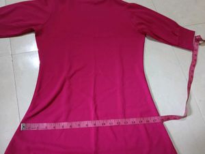 Elegant Magenta Mock Neck Dress