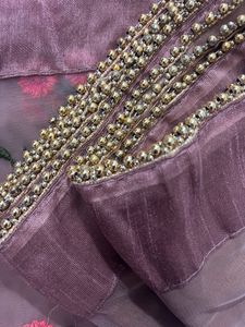 Patlani style embroidered net saree(Brown)