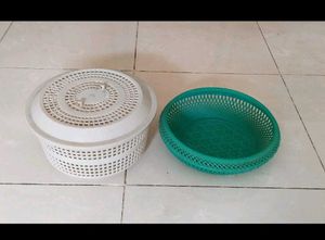 Two Plastic Storage Baskets