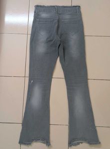 Grey Flared Denim Jeans