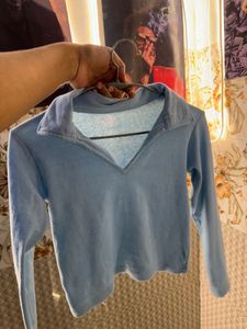 Cute Blue Long Sleeve Top