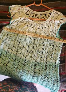 Sky Blue Shaded Crochet Top