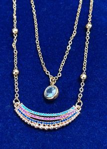 Layered Rainbow Charm Necklace