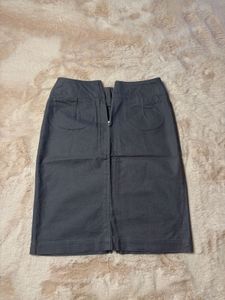 Classic Grey Pencil Skirt With Pockets