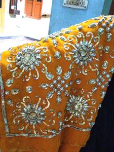 Orange Sequined Saree