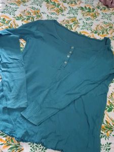 Teal Long Sleeve Henley Top