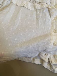Cream Eyelet Button-Up Blouse