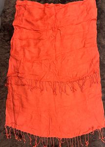 Vibrant red scarf with Tassels