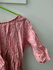 Peach Printed Kurta Dress