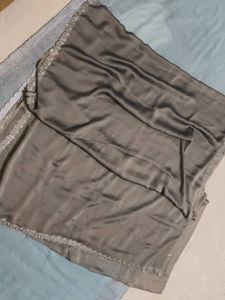 Elegant Grey Silk Saree with Embellished Border