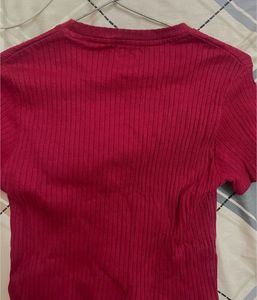 Ribbed mahroon crop  Tee