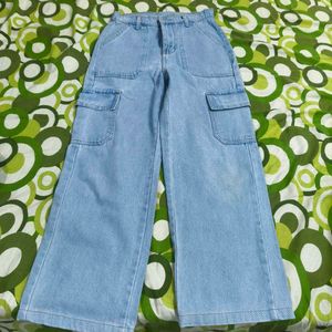 Light Wash Denim Cargo Pants