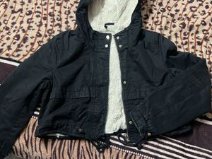 Black Denim Cropped Jacket
