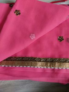 Beautiful Pink Embroidered Saree