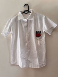 Cute White Shirt with Apple Applique