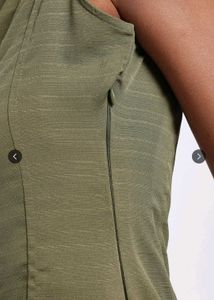 Olive Pleated Sleevesless Balloon Dress 💚