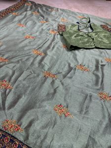 sage green/mint green festive wear saree