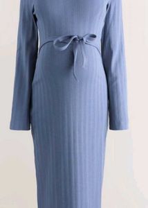 Blue Knit Midi Bodycon Dress