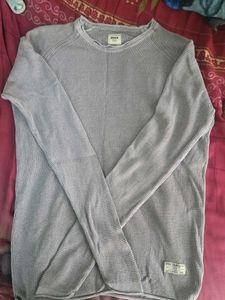 Men's Grey Textured Sweater