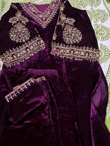 Elegant Velvet Kurti Set