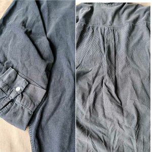 velvet Dark Blue Casual Button-Up Shirt