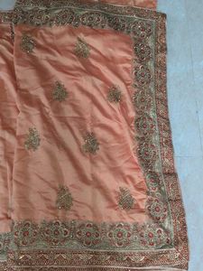 Elegant Peach Embroidered Saree