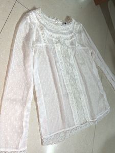 Lace Detail White Top