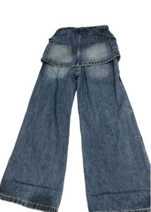 Wide Leg Denim Jeans with Studded Pockets