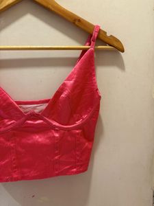 Hot Pink Satin Corset Top