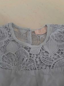 Sky blue lace pattern frock