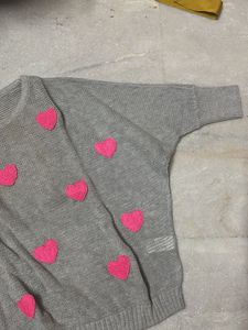Grey Heart Knit Sweater