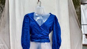 48209. Blue cute wrap top