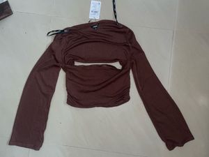 Brand New Brown tube top with long sleeves