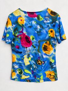 Vibrant Floral Print Wrap Top