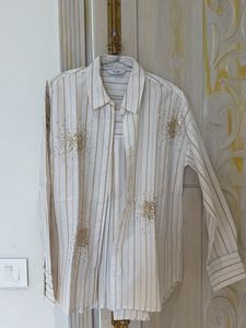 Sparkly Striped Button-Up Shirt