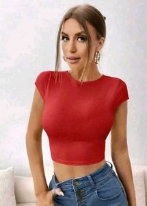 Red Open Back Crop Top