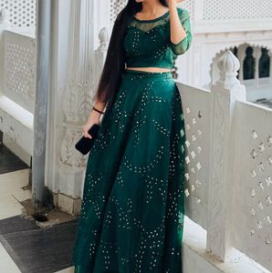 Elegant Emerald Green Lehenga Choli Set