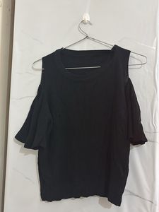 Black Cold Shoulder Top