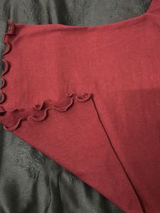 Burgundy Ruffle Long Sleeve Top