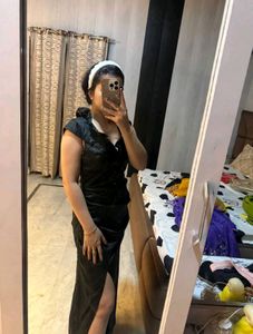 Elegant Black Satin Maxi Dress