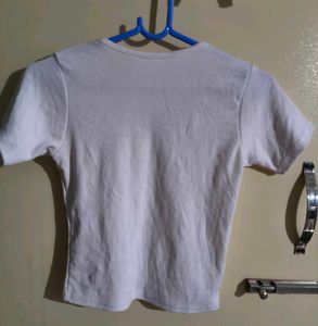 Ribbed White Scoop Neck Top